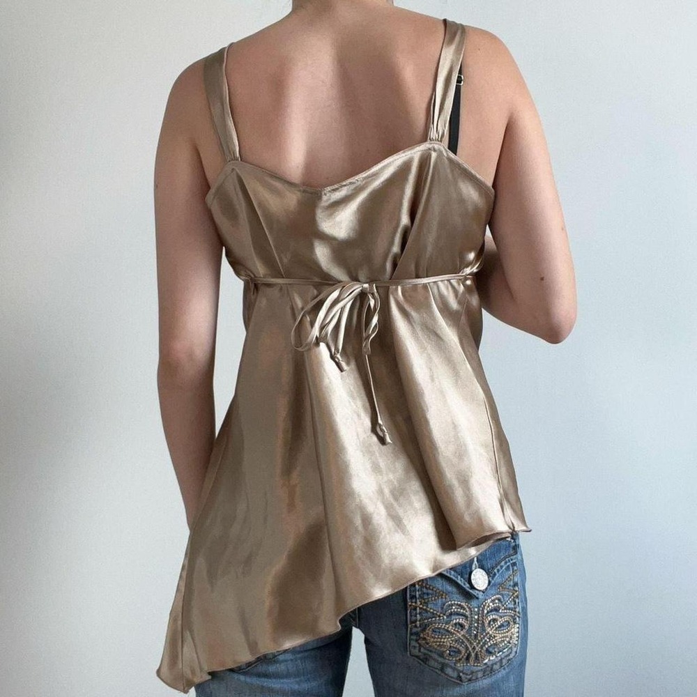 Y2K Self Esteem Asymmetrical Gold Babydoll Top - Picture 4 of 7